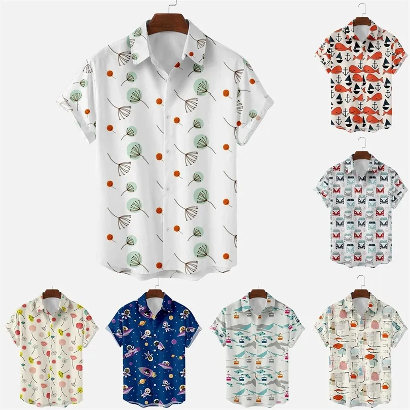 Bababuy Mens Loose Shirts Cool Short Sleeve Casual Shirts Summer Vacation For Hawaiian Beach Tops Plus Size 220629