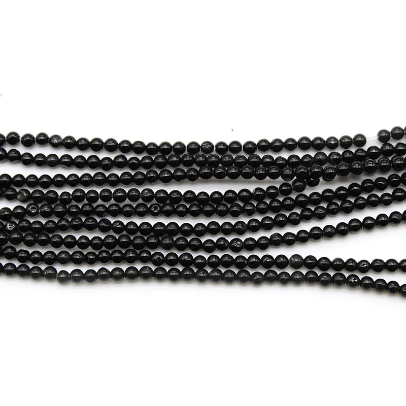 4mm petites Mini perles noires bricolage avec trou rond Agate perles en vrac pour Bracelet à bricoler soi-même collier fabrication de bijoux perle