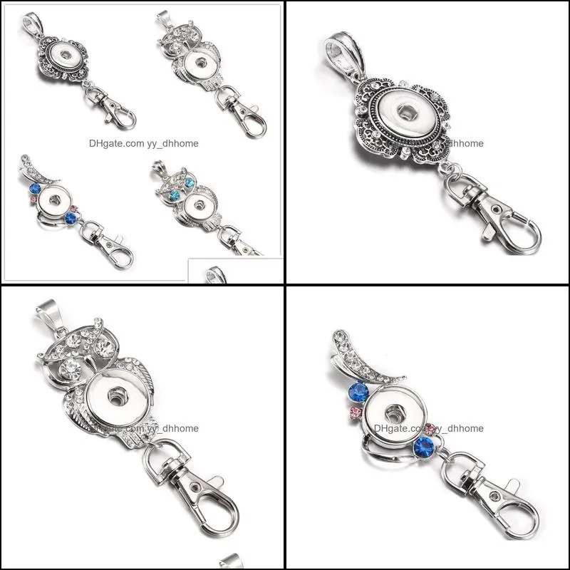 6Styles Snap Button Jewelry Keychain Crystal Snap Keyring DIY 18MM Snap Button Key Chains for women jewelry