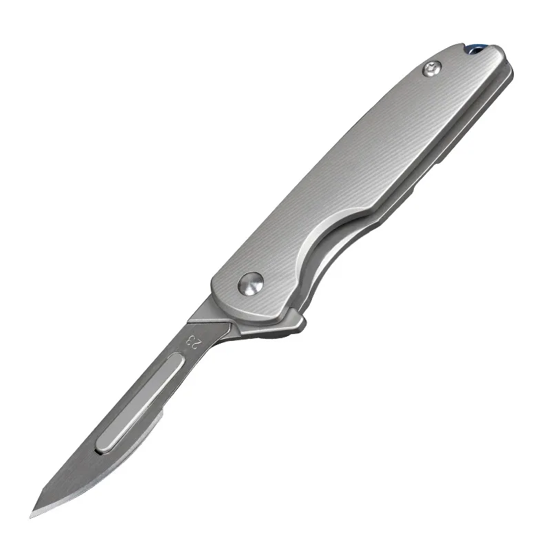 Kleines Flipper-Taschen-Klappmesser, 21H-Stahlklinge, TC4-Titanlegierungsgriff, Schnitzmesser, EDC-Schlüsselanhänger-Messer
