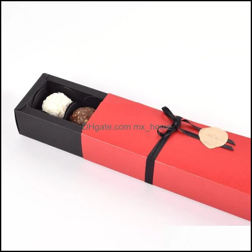 Fashion Chocolate Paper Box Black Red Party Chocolate Gifts Packaging Boxes For Valentine`s Day Christmas Birthday Supplies LX2773