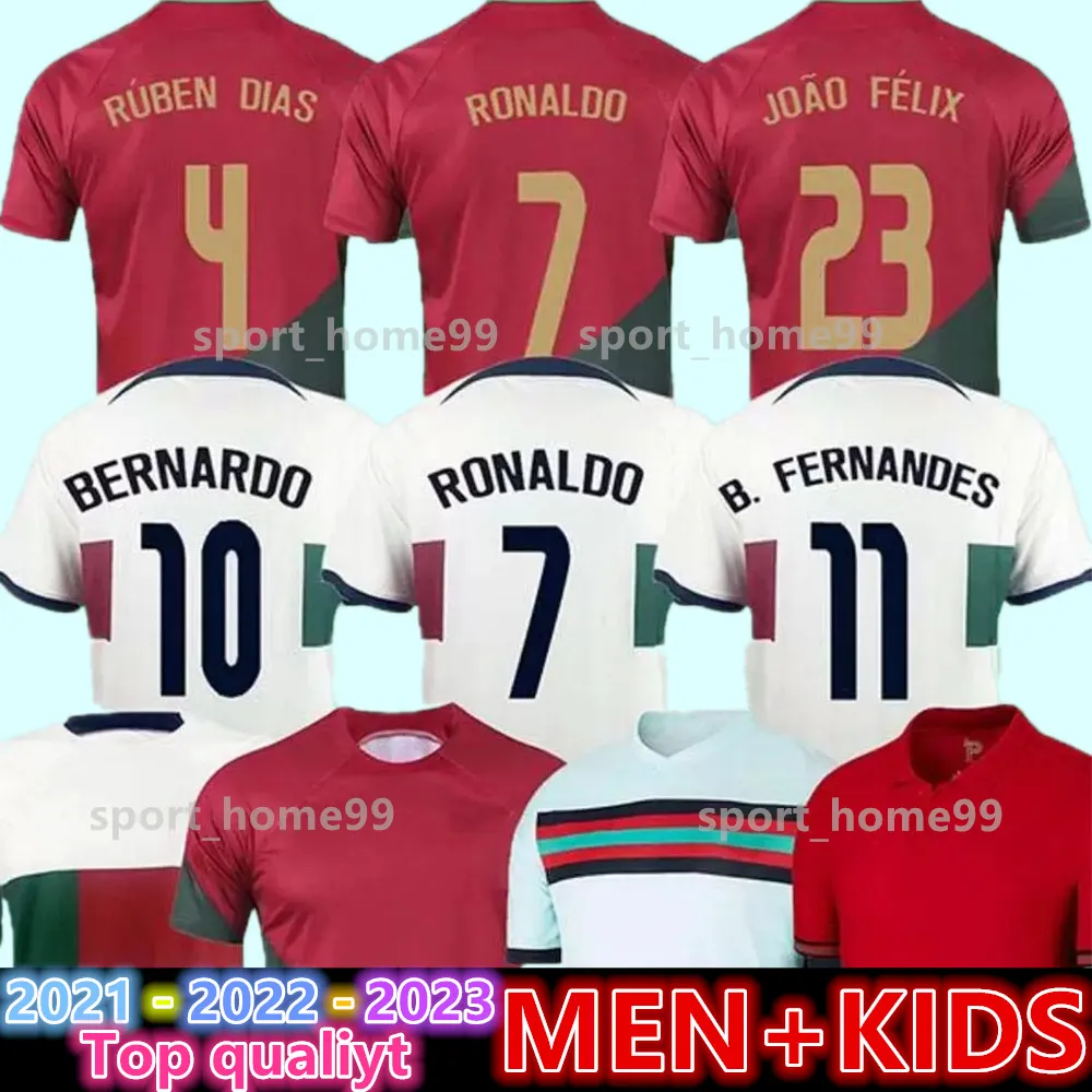 Nieuw 2023 Portugal JOAO FELIX voetbalshirts RUBEN NEVES BRUNO FERNANDES DIOGO J. OTAVIO Portuguesa Home Away voetbalshirt Portugieser Men Kids Kit tenues