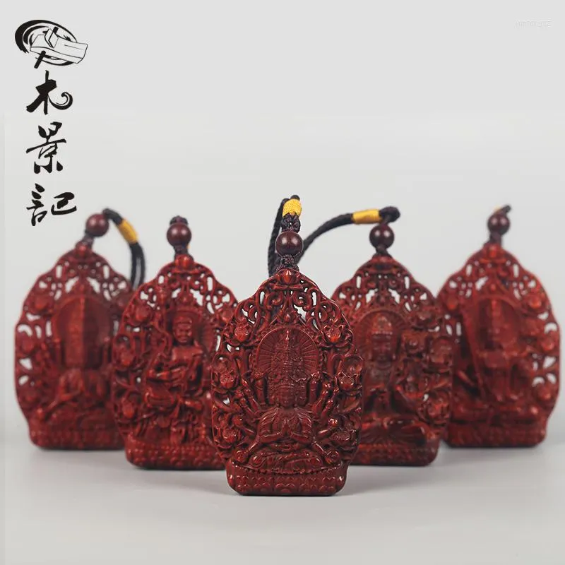 Подвесные ожерелья Mujingji Zodiac Buddha Essence Caring Pterocarpus santalinus Год безопасности. Блестящая карта мужская ожерелье FemalePendent