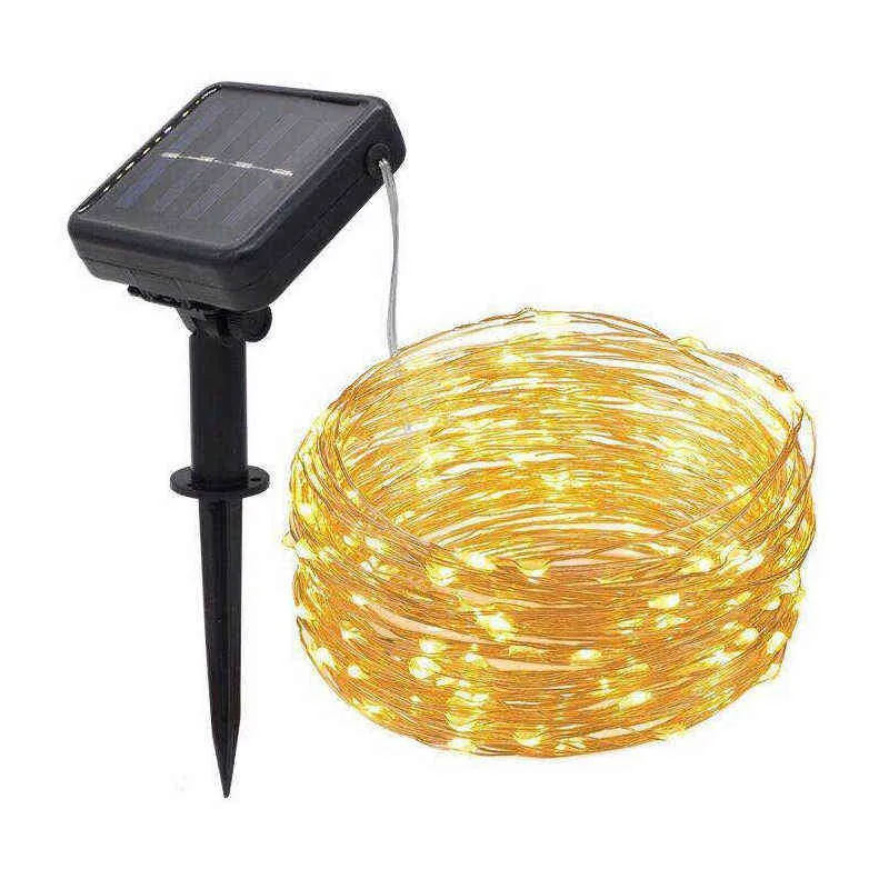 5M 10M 20M LED Solar String Light Waterproof LED Copper Wire Light String Outdoor Fairy Lights Christmas Party Wedding Decorate