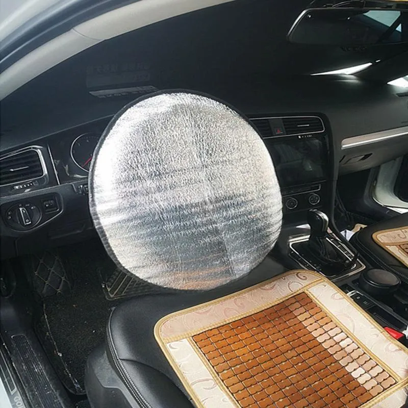 يغطي عجلة القيادة سيارة غلاف Sunshade Cover Aluminium Film عاكس للحرارة العزل UV مقاومة للسيارات الداخلية