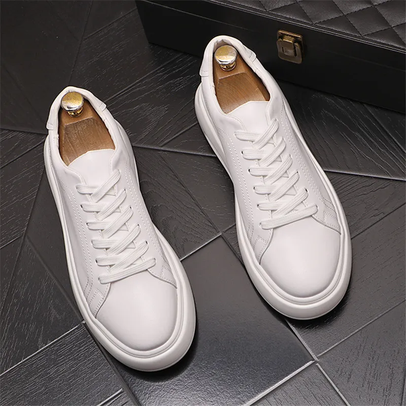 British Designers Dress Wedding Party Shoes Luxury Designer Men White Low Causal Loafers Platform Round Toe Air Cushion Leisure Walking Prom Board Sneakers N35