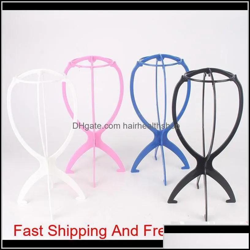 Wig Stand Hair Accessories Tools Products Rosy Black Blue And White Color Portable Folding Plastic Hat Holder Qylmdc Hairclippersshop Drop