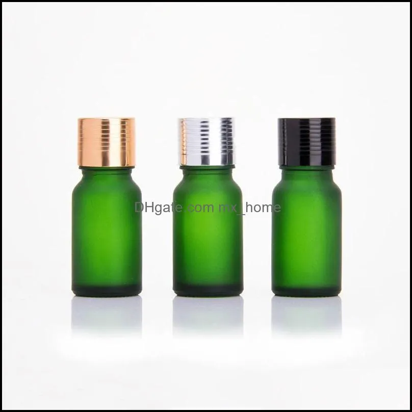 10ml Essential Oil Perfume Bottle Empty Frosted Green Glass Bottles Liquid Aromatherapy Dispenser Container with insert plug