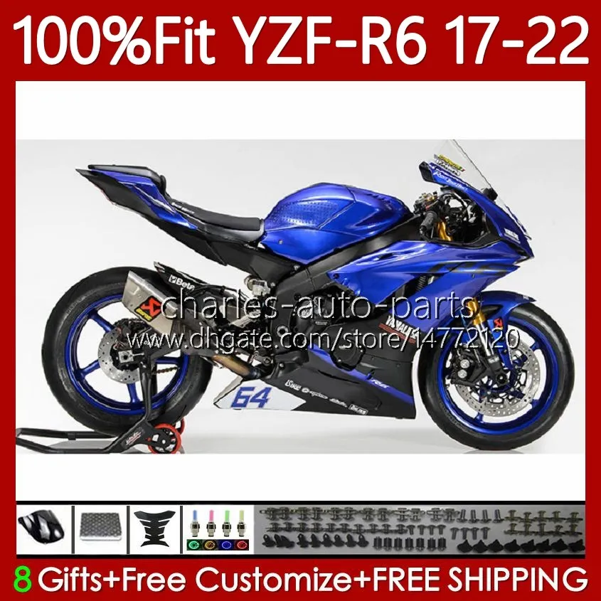 Corps OEM pour YAMAHA YZF R6 R 6 600 CC YZF-R6 2017 2018 2019 2020 2021 2022 Carrosserie bleu brillant 119No.113 YZF-600 YZF600 17-22 YZFR6 17 18 19 20 21 22 Carénage de moulage par injection