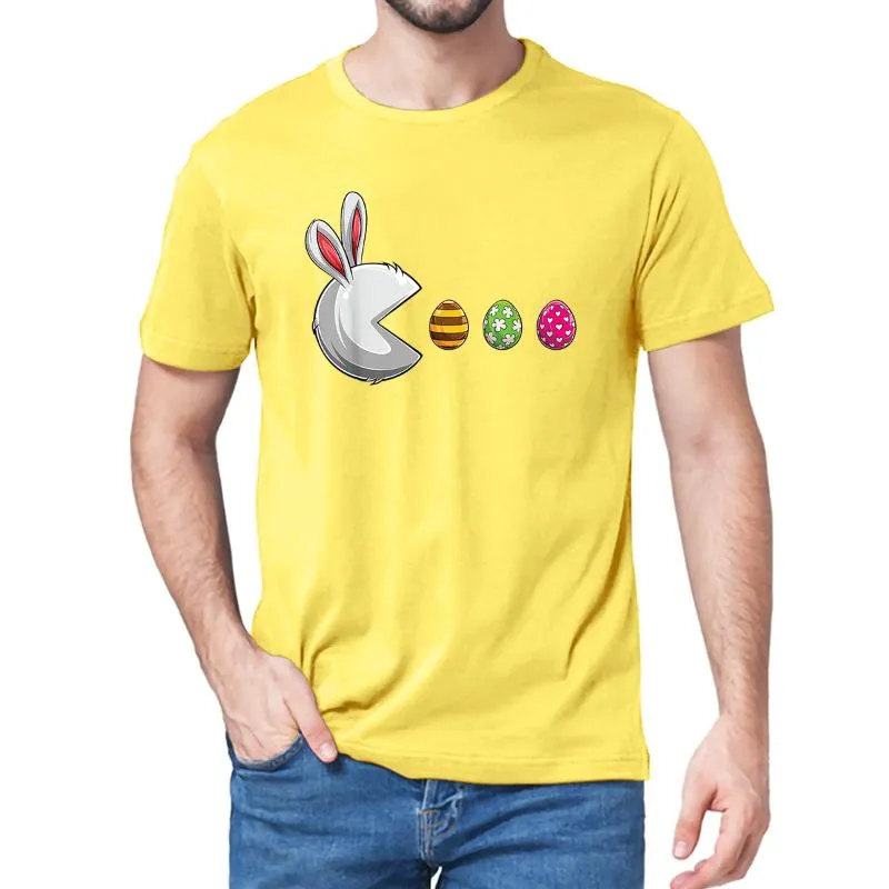 Men's T Shirts Unisex Happy Easter Day Egg Eat Funny TShirt Cotton Short Sleeve T-Shirt Streetwear Soft Tee