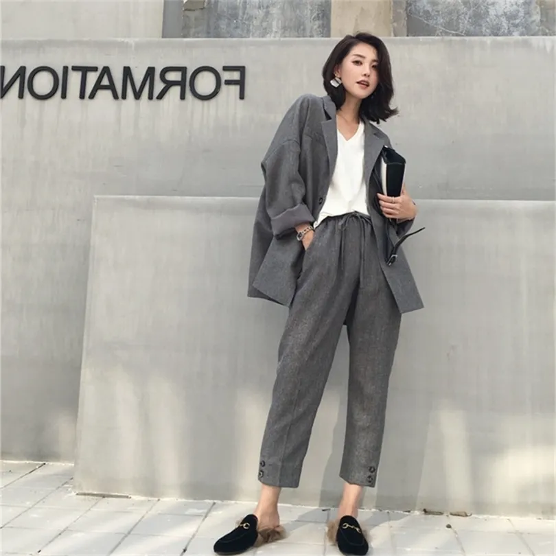 양복 여성 2019 봄과 가을 새로운 전문 OL LONGSLEEVED SUIT PROSSERS TWOPESE 기질 느슨한 여성 의류 T200818