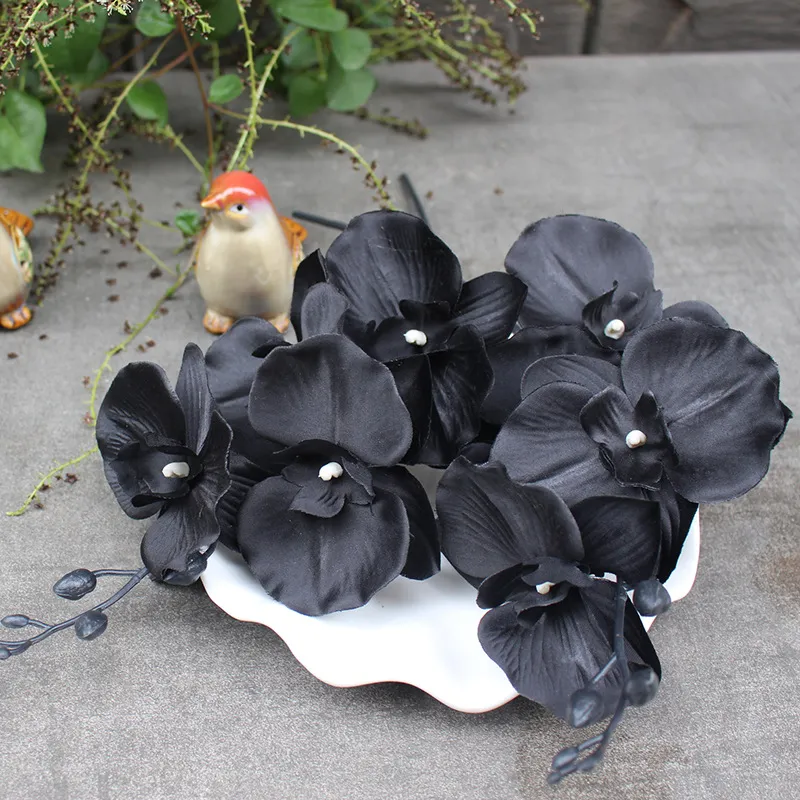 High Quality 105cm Black Gothic Butterfly Orchid Artificial Phalaenopsis  Black Orchid Flower For Garden And Home Decoration From Alegant_lady, $4.53