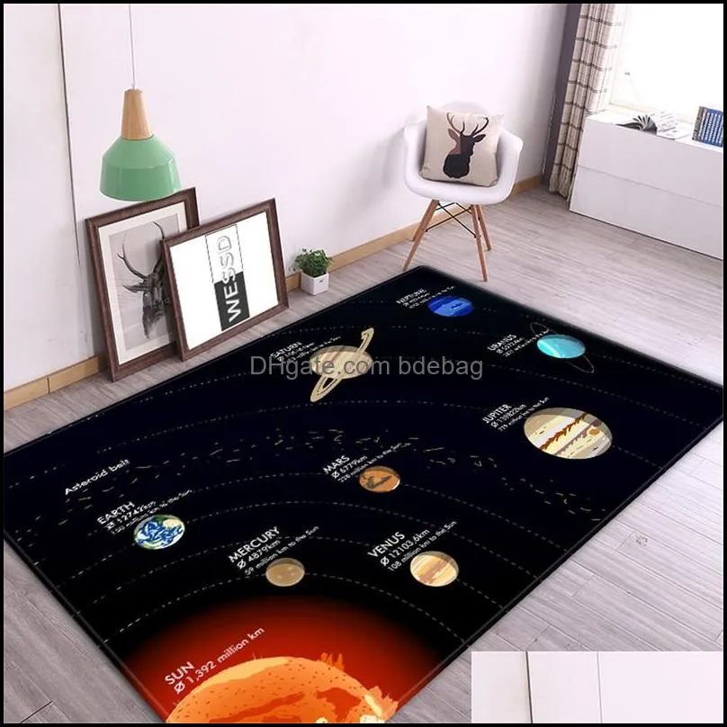 3D Solar system Children Room Carpet Space Planet Rug For Boy Bedroom Anti-slip Mat Bathroom Home Decor Play Crawling Floor Mat 220329