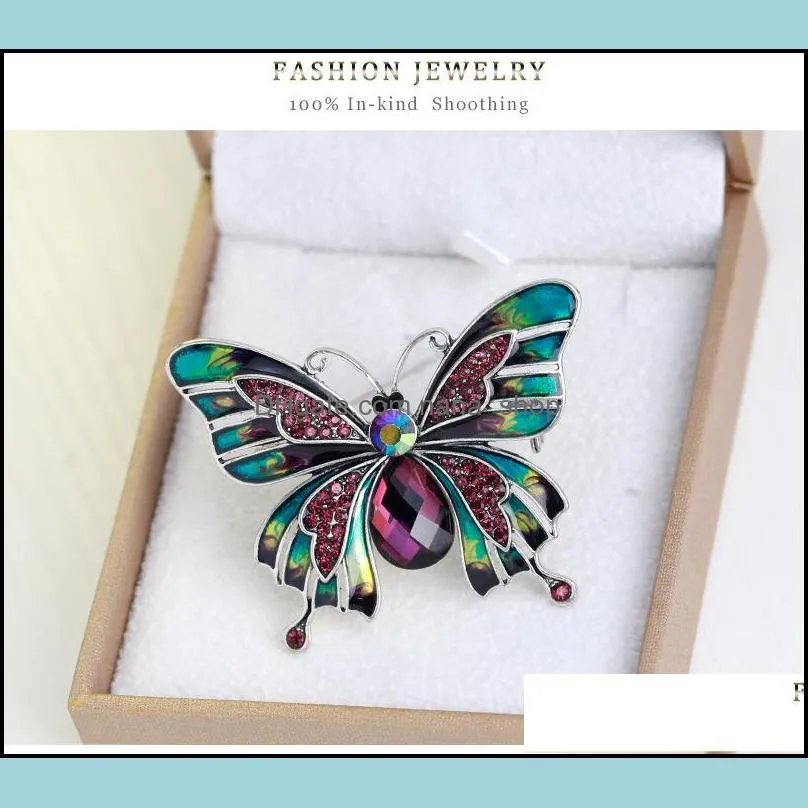 Sweater Butterfly Brooch Pins Rhinestone Crystal Brooches Women