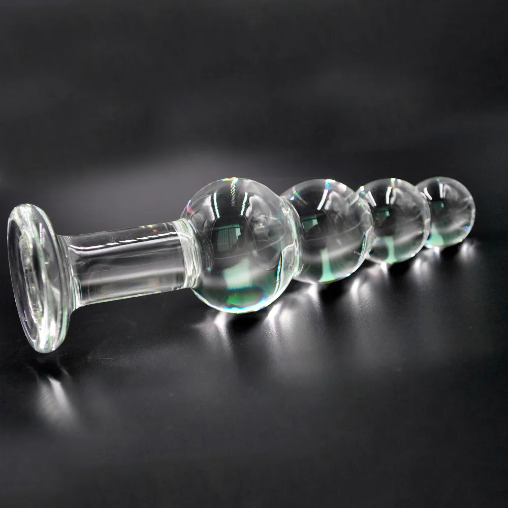 High quality glass false penis crystal anal plug plug-in stopper Prostate Massager adult male and female masturbation toy