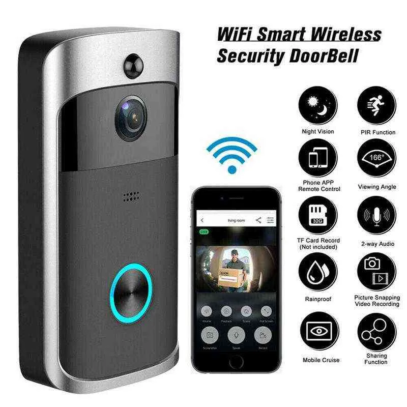 Smart Home Video Camera WiFi Camera Sem Fio Chamada Interfone Dois Way Audio para Porta Bell Anel para telefone Home Security Câmeras W220316