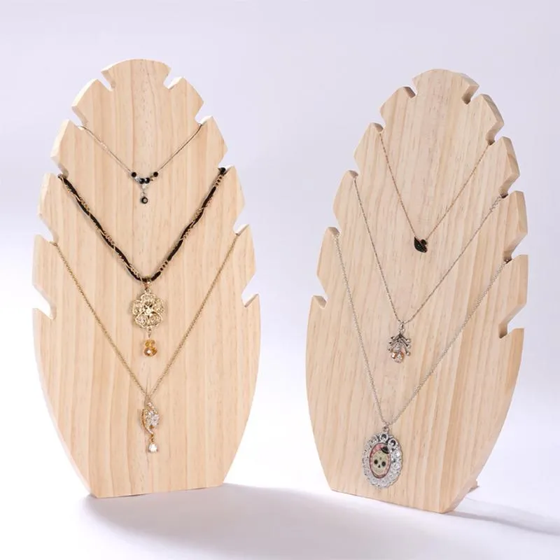 Jewelry Pouches, Bags Novelty Handmade Wooden Flame Shape Necklace Chain Display Stand Wedding Party Gift
