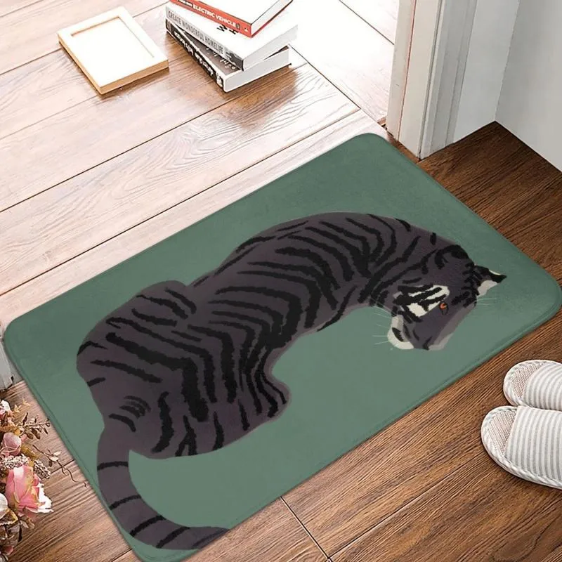 Carpets Grey Tiger Doormat Bedroom Welcome Polyeste Living Room Home Mat Wild Animal Absorbent Floor Rug Door Foot Pad