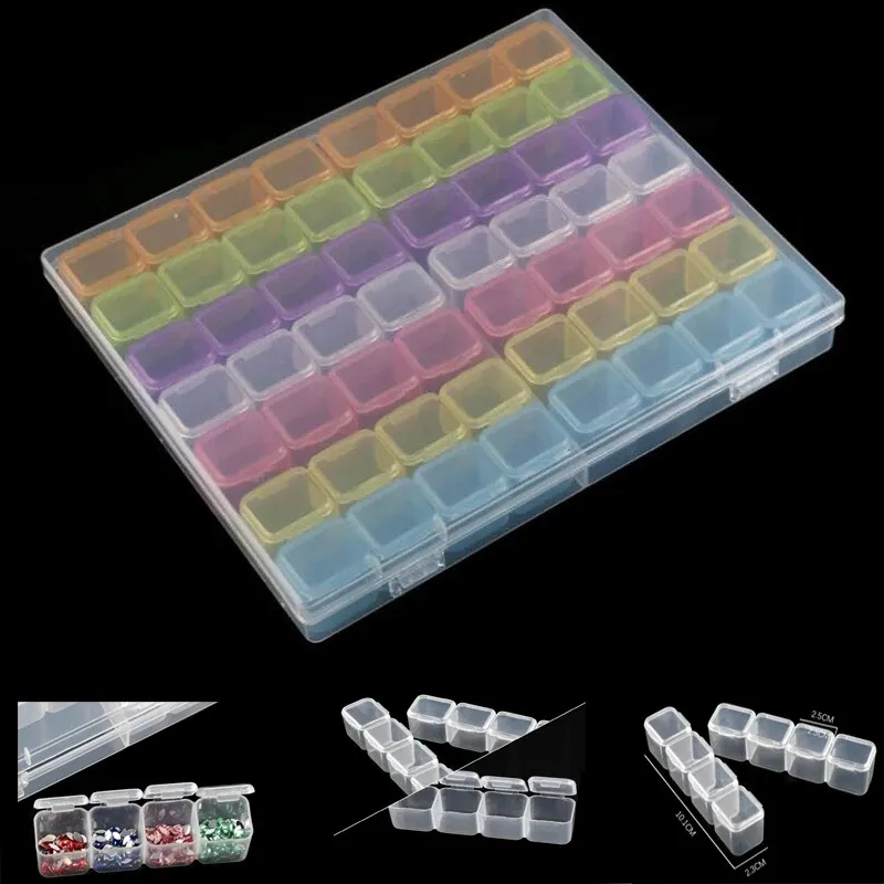 28 Grids Transparent Rhinestones Box Bead Storage Organizer