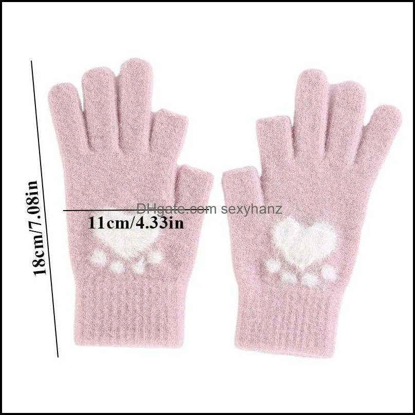 Cute Bear Paw Print Gloves Cartoon Cute Touch Screen Gloves For Women Comfortable Breathable Winter Warm Knitting Gloves