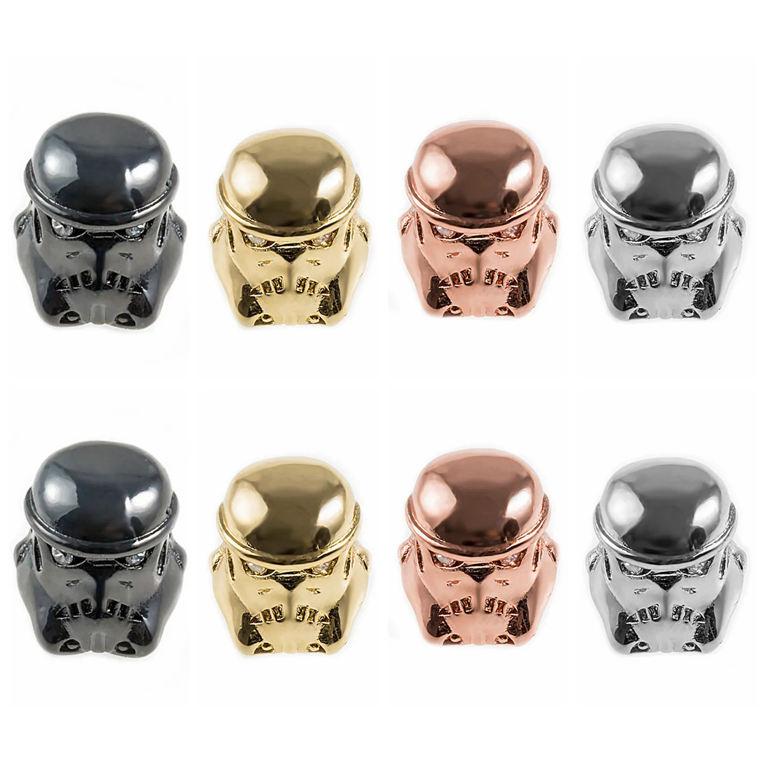 4 renkli metal şövalye kask uzay boncukları mücevher için boncuklar moda pirinç mikro asansör kristal geometri alaşım siyah cz rhinestone aksesuarları