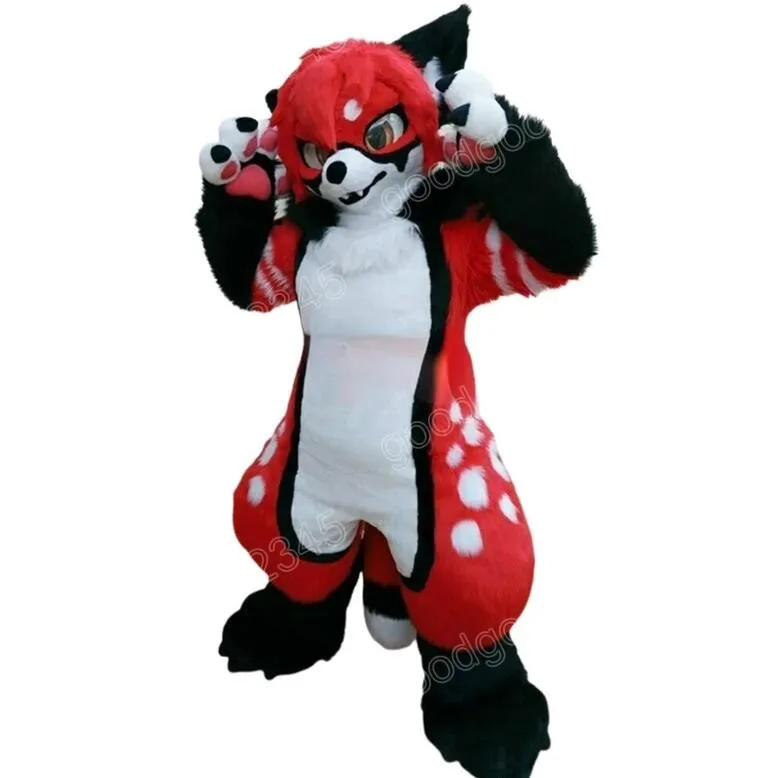 Performance Rouge Fourrure Fursuit Renard Costumes De Mascotte Halloween Fantaisie Robe De Fête Personnage De Dessin Animé Carnaval De Noël Publicité Fête D'anniversaire Costume Tenue