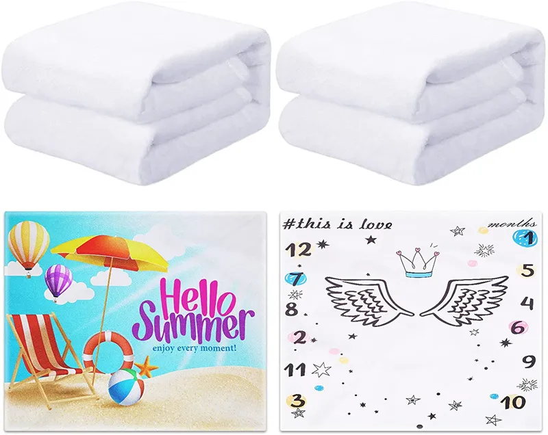 Sublimação em branco Baby Blain 76*102cm DIY Transferência de calor Flanela Swaddle Cobertors para recém -nascidos