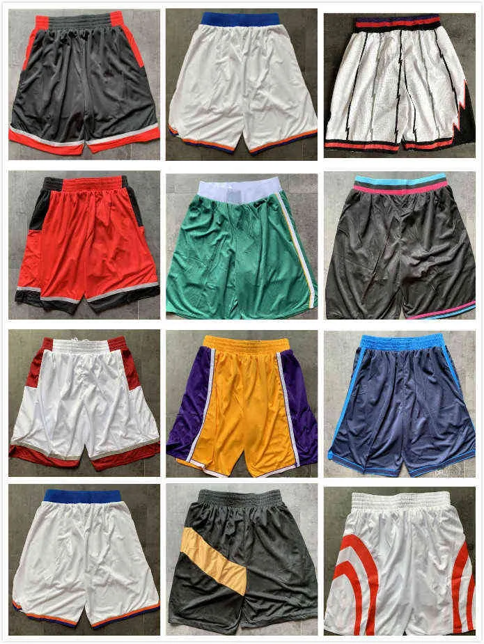 Toppkvalité ! Team Basketball Shorts Men Sport College Byxor Vit Svart Röd Lila Gult Mode