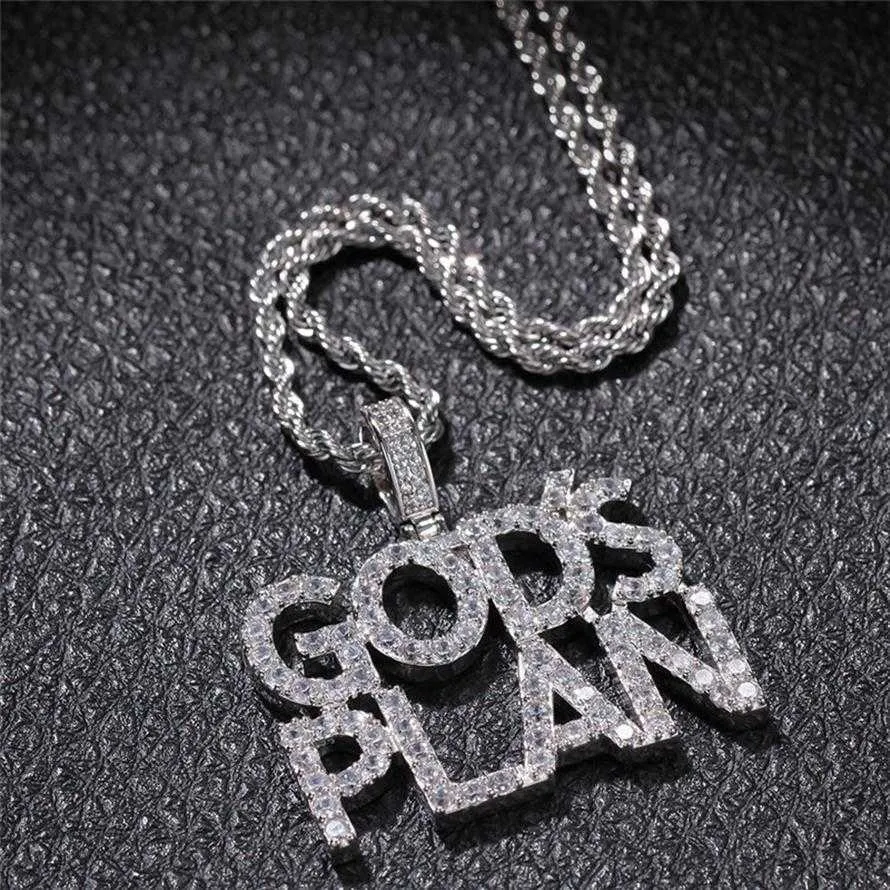 Out Iced Letters Hangdoek ketting Nieuwe aankomstgoden plannen aaa zirkon heren charmes ketting mode hiphop sieraden246m