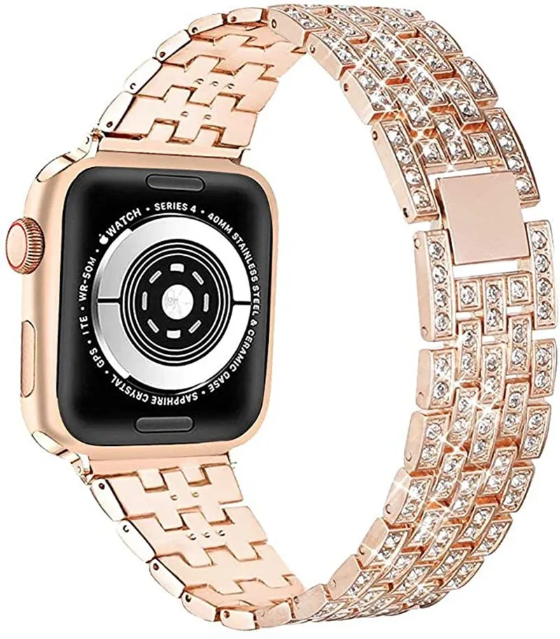 Bracelets en diamant de luxe pour Apple Watch 6 5 4 3 2 1 bande 38mm 42mm Bracelet de montre pour iWatch série 7 SE 41mm 45mm 40MM 44MM femmes ceinture de poignet bracelet intelligent