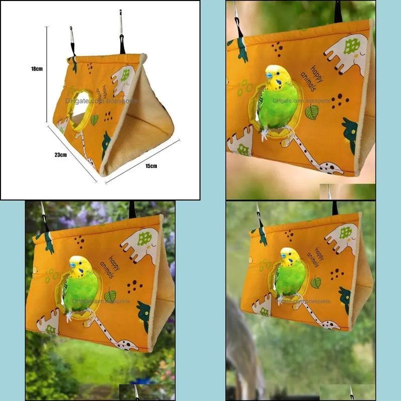 Bird Cages Pet Parrot Winter Warm Nest House Hanging Hammock Shed Sleeping Bed Cage Hut Tent Cave