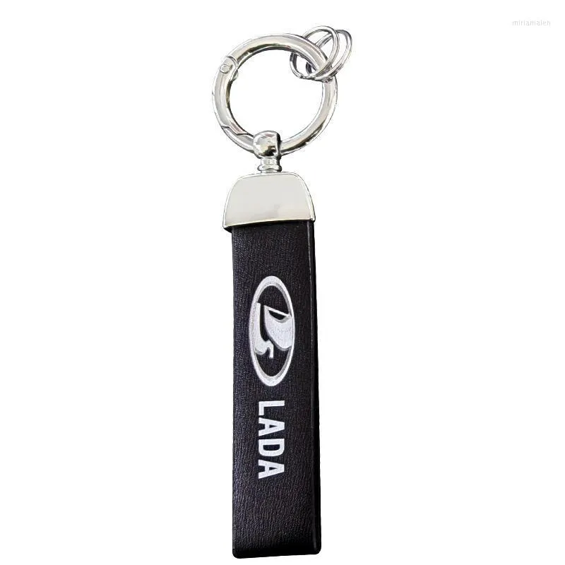 Keychains Leather Keychain With Car Logo Key Ring For Lada Niva Kalina Priora Granta Largus Vaz Samara Vesta XRAY All Ser Miri22