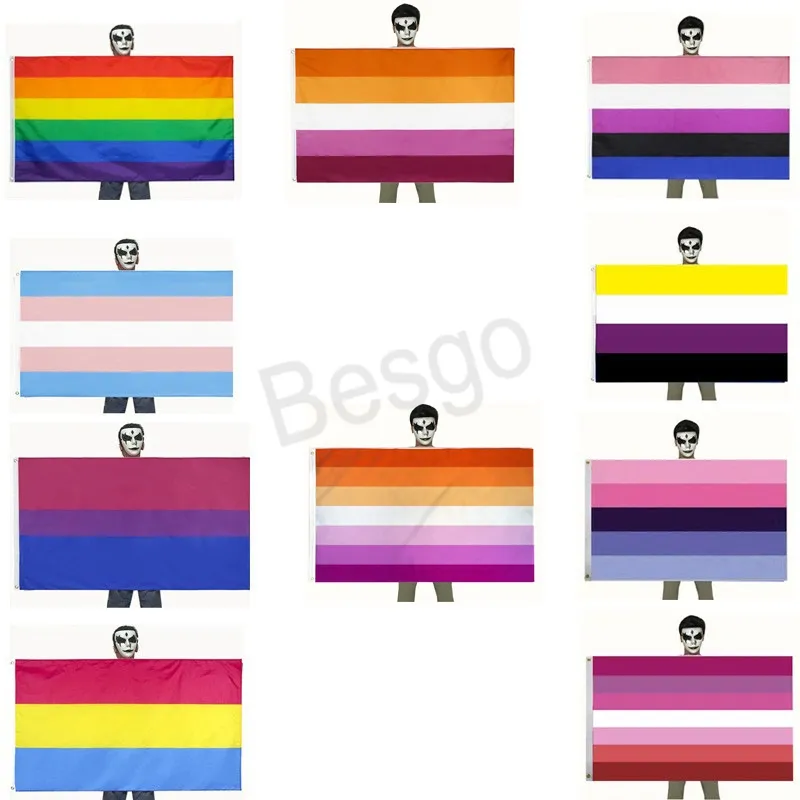 Lesbisk festlig banner transgender gay stolthet flagga pan sexuell lgbt regnbågs flaggor bankettparti trädgård dekoration bannes bh6806 wly