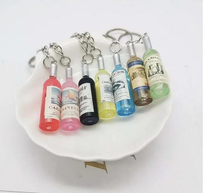 Creative wine bottle keychain pendant simulation bottles key chain bag ornament craft gift wholesale