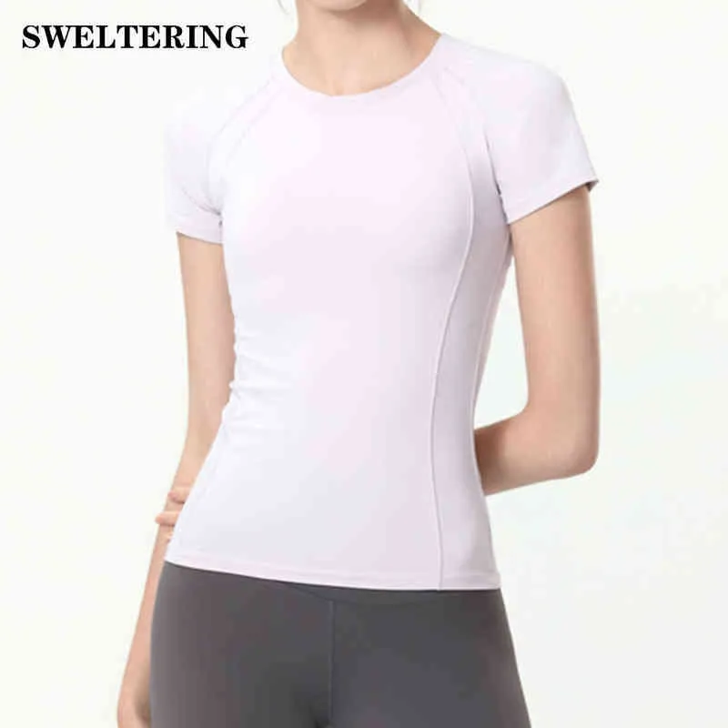 Summer Sexy Yoga Tshirt Vest Short Sleeves Crop Top Fitness Sports Tops Women Slim Breathable Gym Clothing Run Tank Skims J220706
