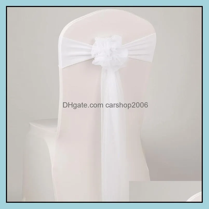 white sash wed chair sash stretch chair band sash 14 colors spandex gauze for chair decoration