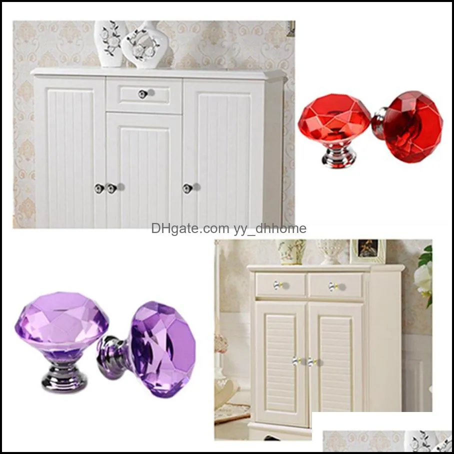 kitchen furniture cabinet handles 3cm diamond shape design handles crystal glass knobs cupboard pulls drawer knobs dh0920