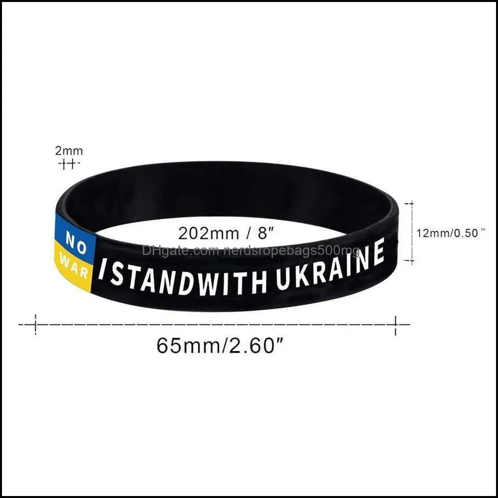 I Stand With Ukraine Wristbands Rubber Bangle Silicone Elastic Sports Bracelets Ukrainian Blue Yellow Flag Accessories Party Bangle