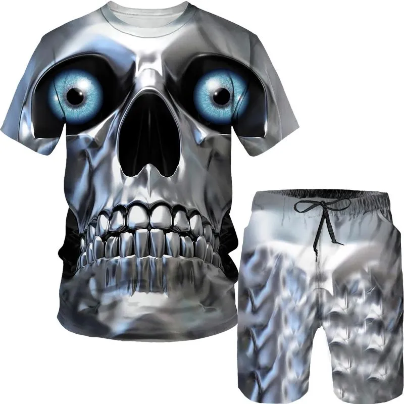 Men's Tracksuits de camiseta masculina Skull Summer Summer Casual Tracksuit conjuntos