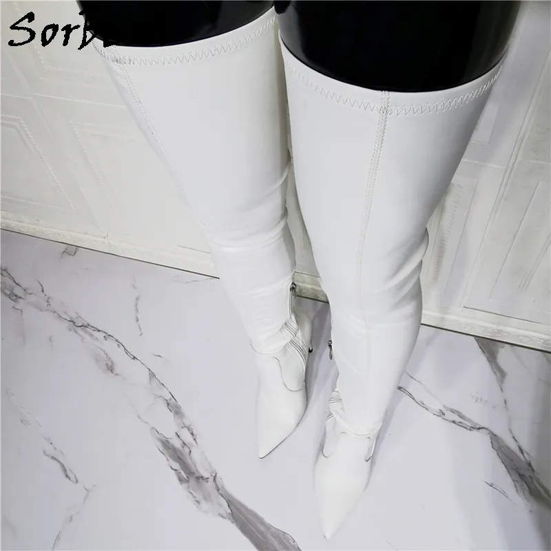 Sorbern Light Grey 12cm Heel Stiletto Knee High Heeled Boots With Pointed  Toe And Customizable Leg Fit For Women Eu33 48 From Plus_shoes_store,  $138.44 | DHgate.Com
