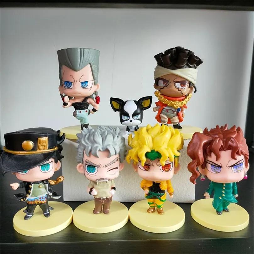 7pcs jojos bizarre aventura ação figura brinquedo kakyoin tenmei silver caroio kujo jotaro aero smith boneca decorações de carros 220523