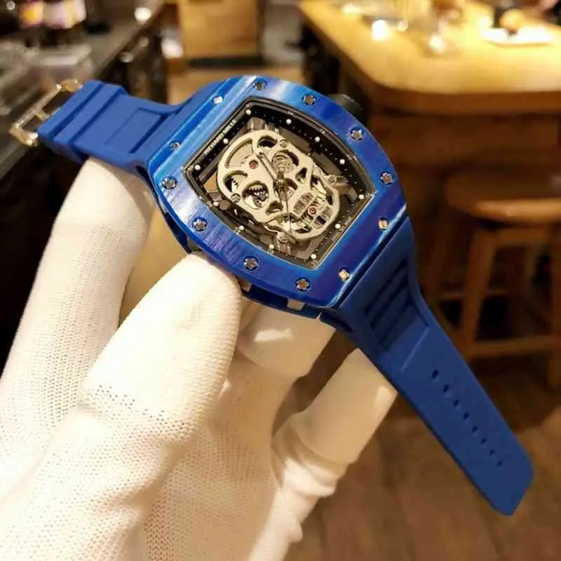 Relógios Designer de relógios Designer de luxo de luxo relógio mecânico barril de vinho Richa Millles RM052 Series totalmente automáticas de fibra de carbono de carbono pulso