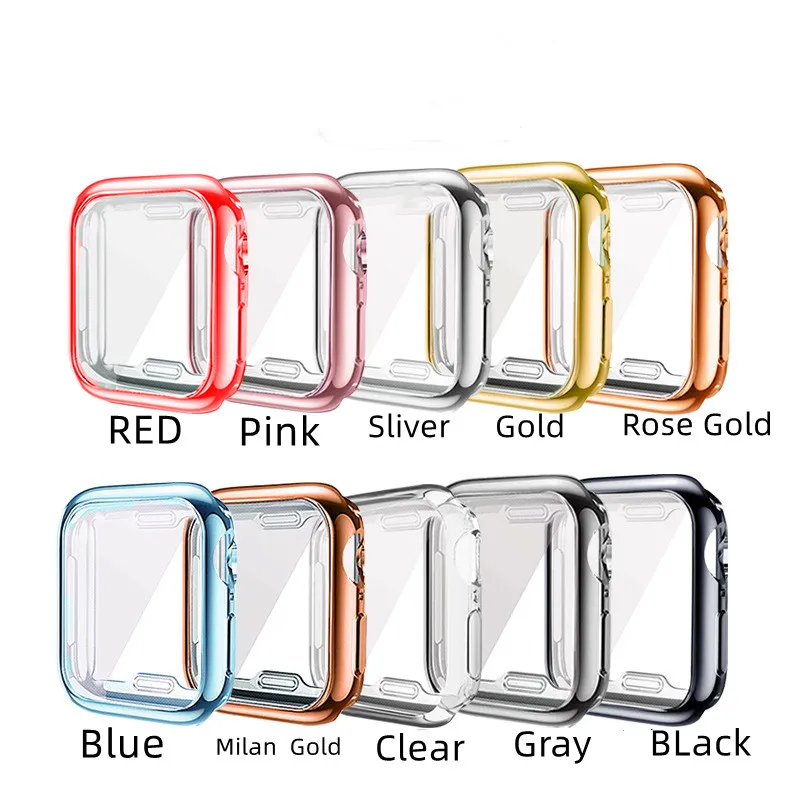 TPU Case Cover for Apple Watch 7 Ultra-cienkie etui Plating 45mm / 41mm Smart Iwatch 6/5/4/3/2/1 Protector ekranu 44mm 42mm 40mm 38mm zderzak