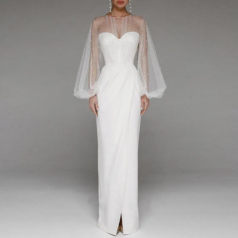 Long white elegant dresses hotsell