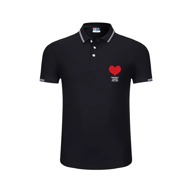 Men Cotton lapel Polo shirt Summer Short Sleeve playful love heart shape logo T-Shirt women business office interview Top 2022