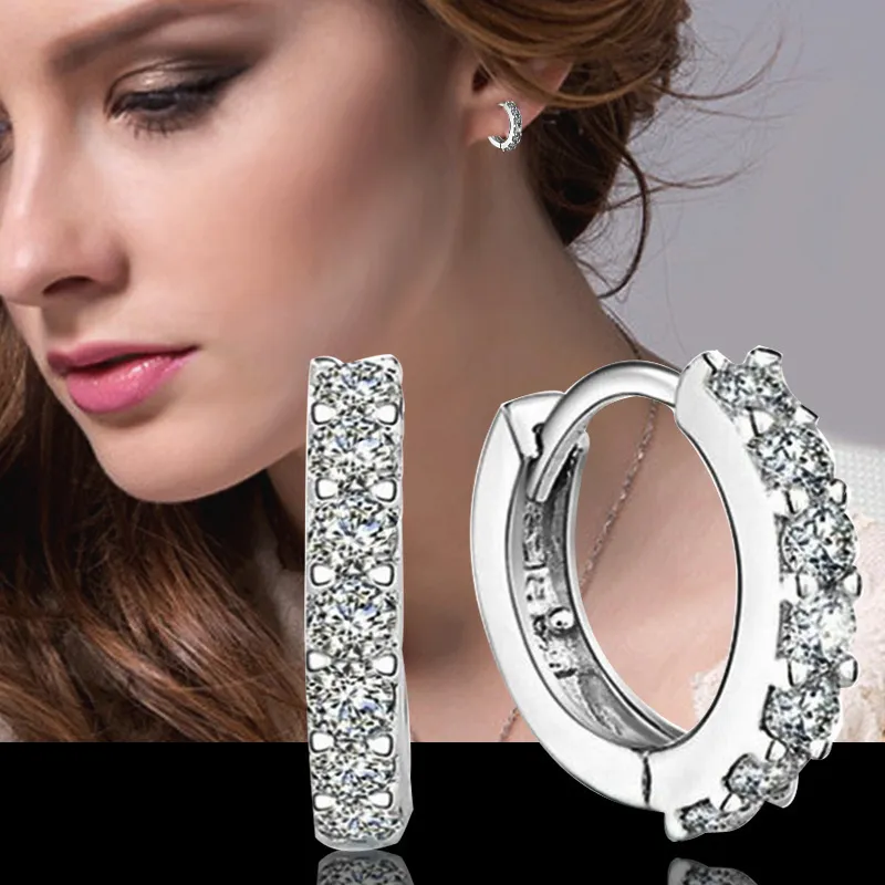 Small Hoop Earrings With Zircon Fashion Jewelry Engagement Gift For Lady YD0172