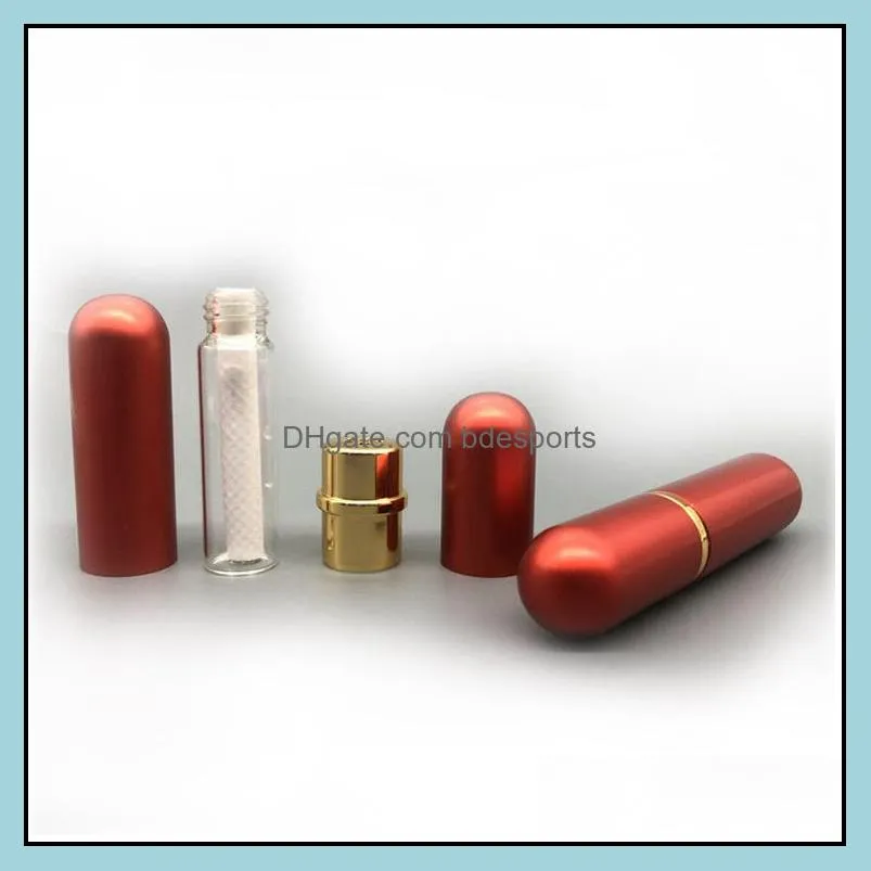 Aluminum Nasal Inhaler refillable Diffusers Bottles For Aromatherapy  Oils With High Quality Cotton Wicks