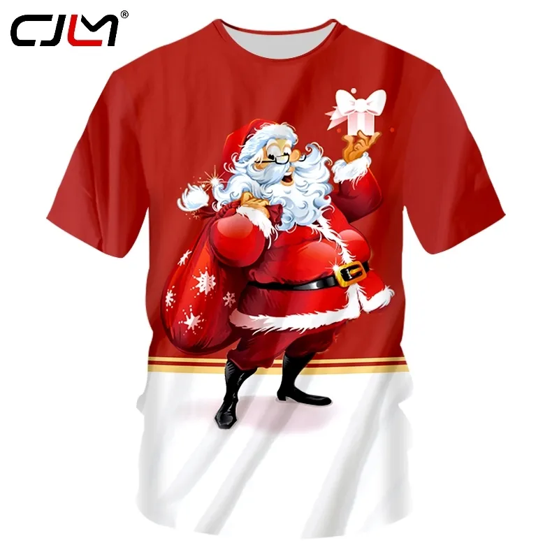 Рождественские футболки мужские с забавным принтом Санта-Клаус 3D футболка Homme Fit тонкие футболки для фитнеса с круглым вырезом футболки больших размеров 7XL 220623