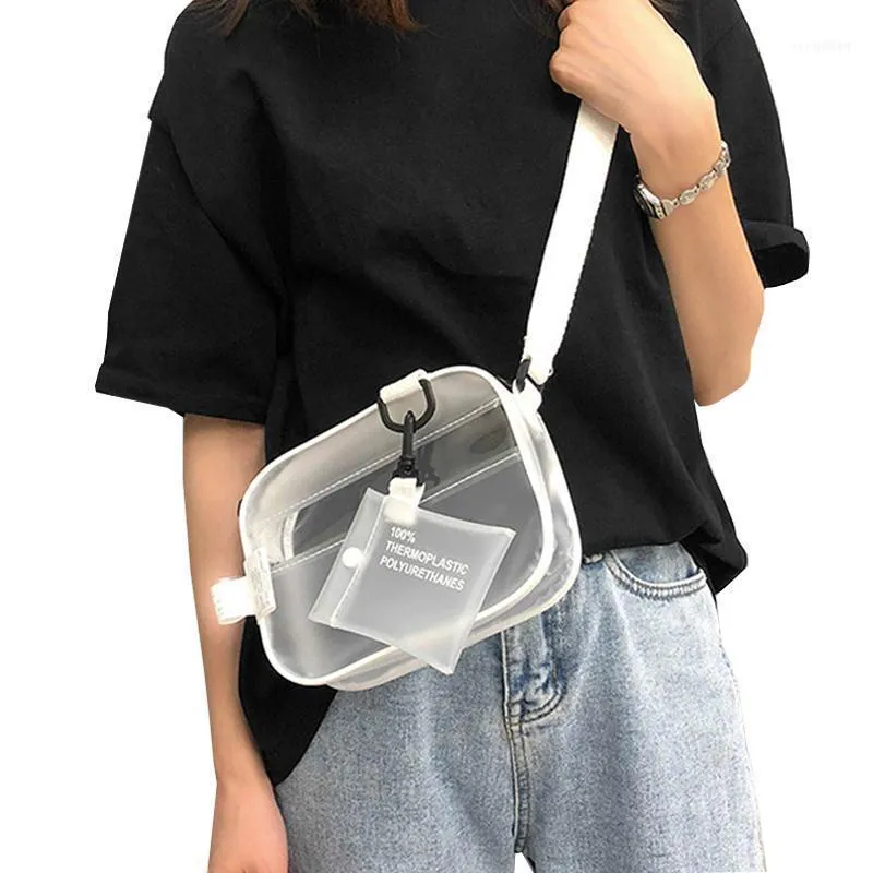 Causual PVC Transparent Clear Femme Bandbody Sacs Sac à bandoulière Sac à main Jelly Petit téléphone avec porte-carte larges sangles Flap1