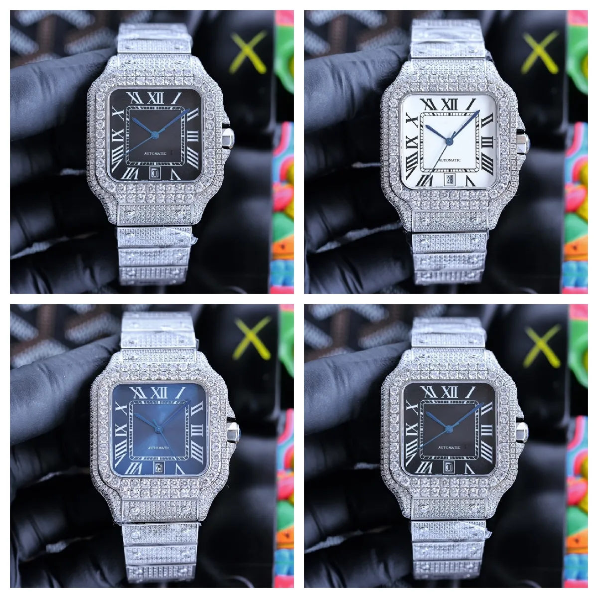 Женские часы Montre de luxe, 40 мм, 8215, автоматический механический механизм, стальной корпус, красочные часы с бриллиантами, роскошные часы, наручные часы
